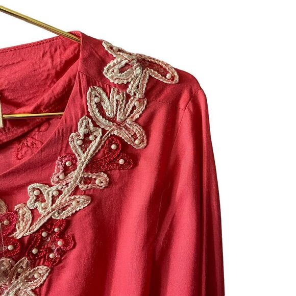 Soft Surrounding Floral Crush Beaded Embroidered Boho Tunic Embellished Top NWT - Picture 3 of 14